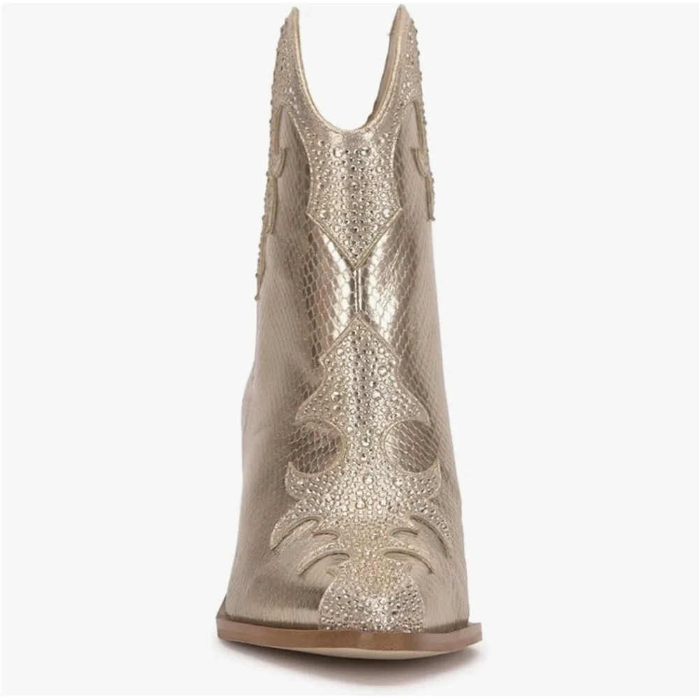 Jessica Simpson Womens Zolly Snake Print Rhinestones Booties bling boots sz 6 - Picture 10 of 12